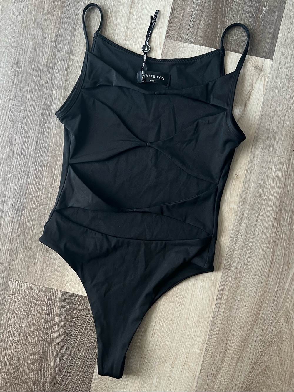 White Fox Black Cut-Out Black Bodysuit in size XS NWOT - Picture 8 of 11